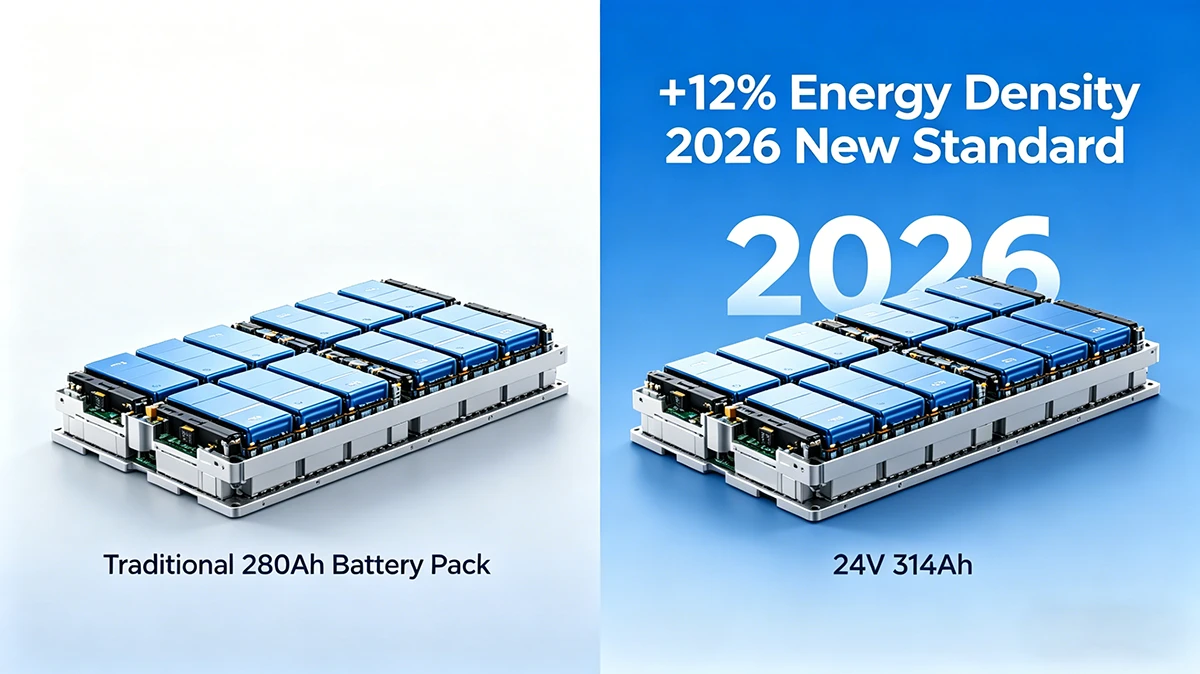 Mottcell 24V 314Ah LiFePO4 battery pack showing 12 percent energy density boost over 280Ah standard Mottcell 24V 314Ah LiFePO4 battery pack showing 12 percent energy density boost over 280Ah standard