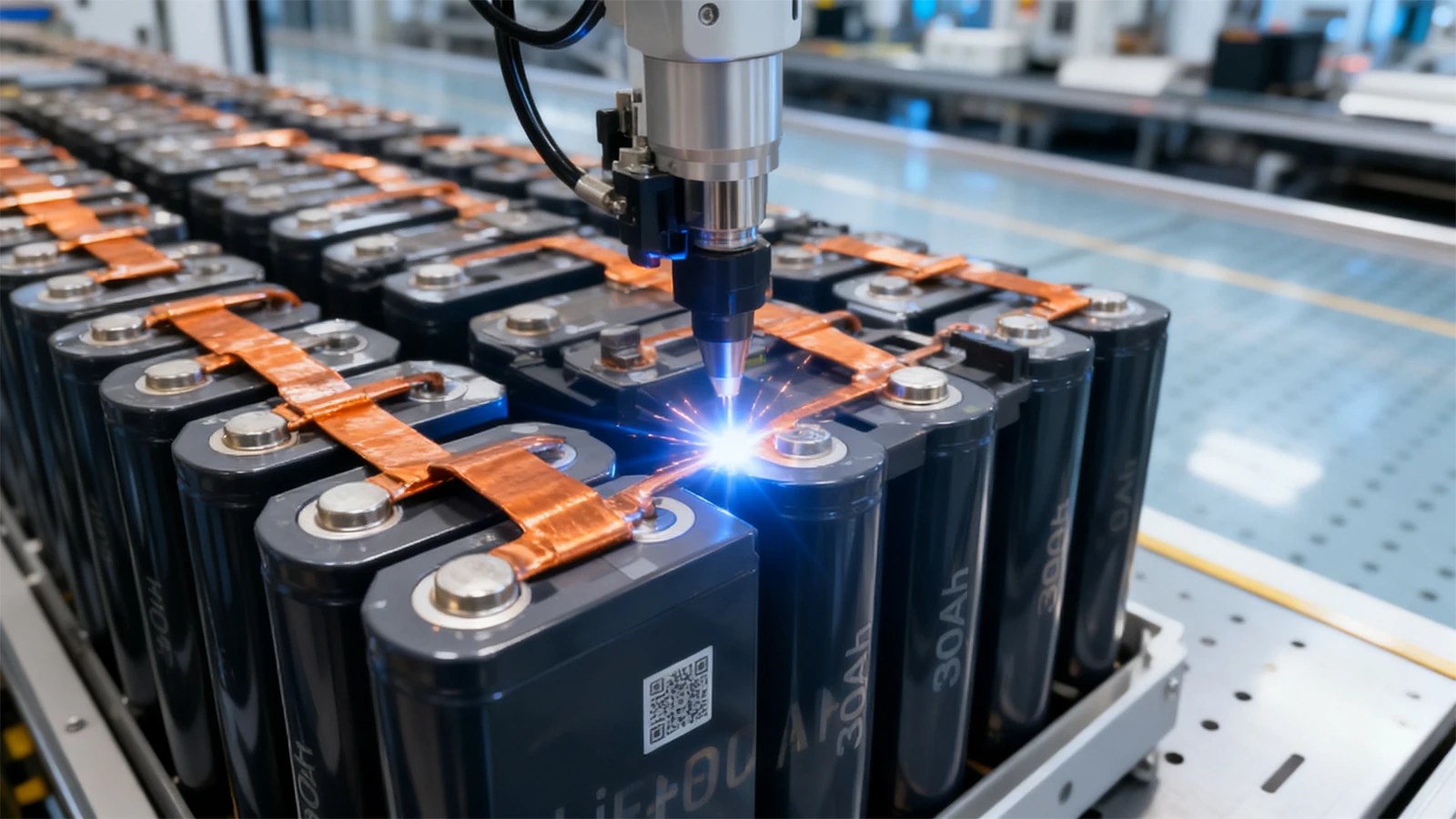 Automated factory laser welding of Grade A prismatic LiFePO4 cells for a robust 36V 300Ah battery pack matrix